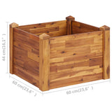 Garden Raised Bed 60x60x44 cm Solid Acacia Wood - Rear View