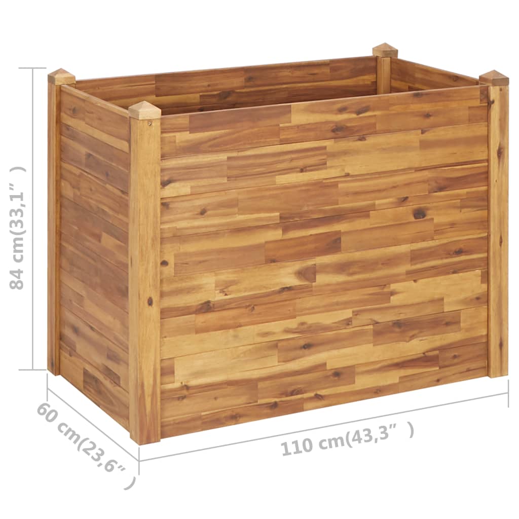 Garden Raised Bed 110x60x84 cm Solid Acacia Wood