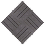 Decking Tiles 10 pcs Grey Wash 30x30 cm Solid Acacia Wood - Rear View
