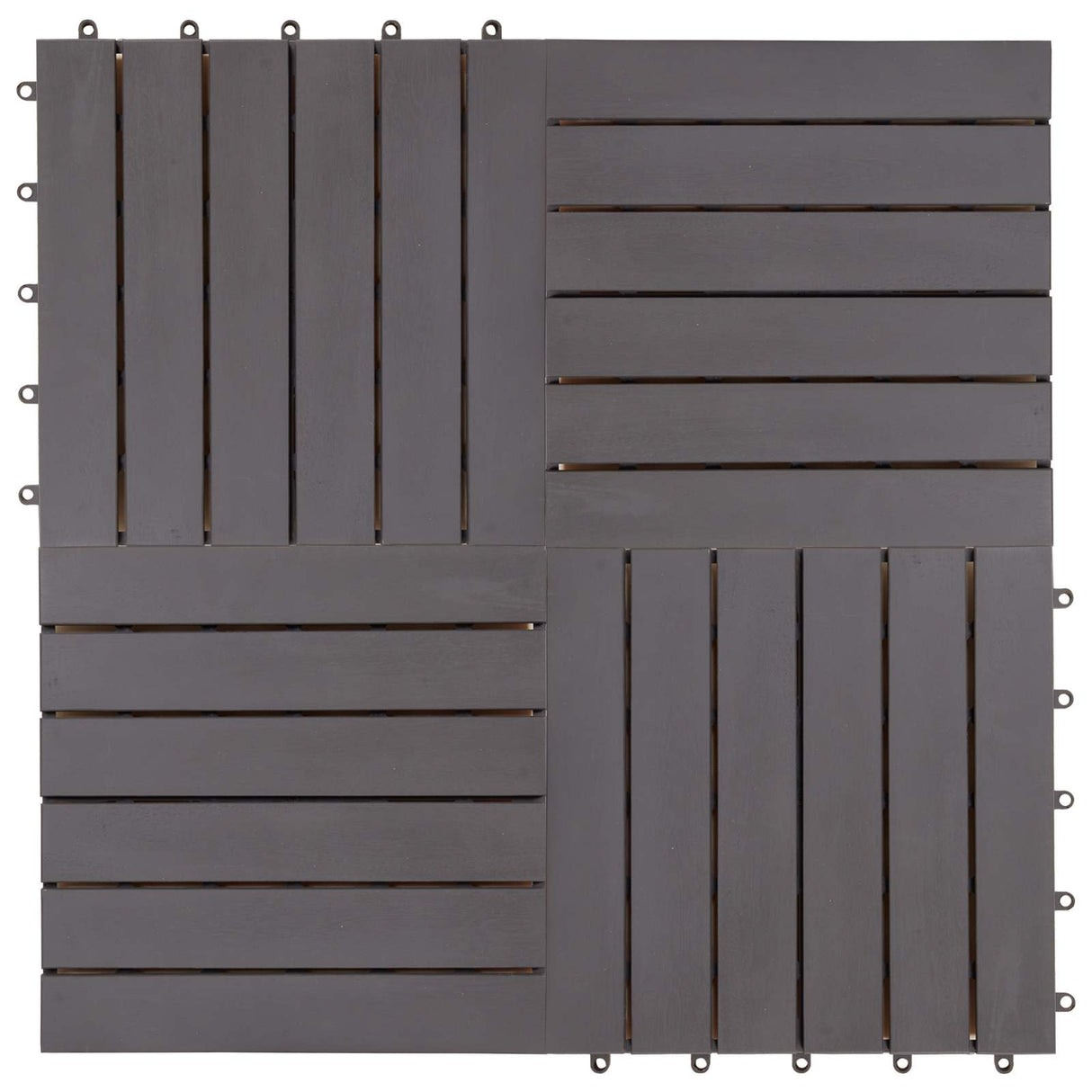Decking Tile 10 pcs Grey 30 x 30 cm Acacia Hardwood