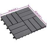 Decking Tile 10 pcs Grey 30 x 30 cm Acacia Hardwood - Rear View