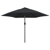 Garden Parasol with Metal Pole 300 cm Black - Front View