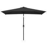 Garden Parasol with Metal Pole 300x200 cm Black - Front View