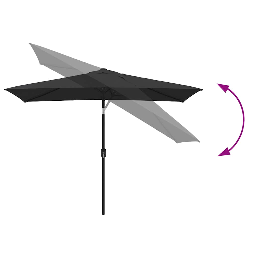 Garden Parasol with Metal Pole 300x200 cm Black