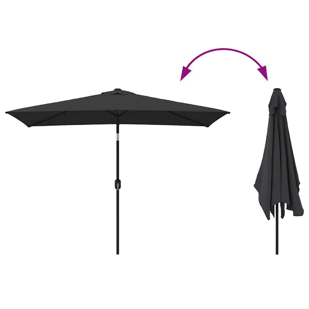 Garden Parasol with Metal Pole 300x200 cm Black