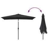 Garden Parasol with Metal Pole 300x200 cm Black - Rear View