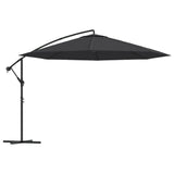 Cantilever Garden Parasol with Aluminium Pole 350 cm Black - Front View