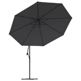 Cantilever Garden Parasol with Aluminium Pole 350 cm Black - Top-Down View
