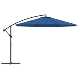 Cantilever Garden Parasol with Aluminium Pole 350 cm Blue - Side View