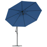 Cantilever Garden Parasol with Aluminium Pole 350 cm Blue - Top-Down View