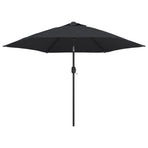 Garden Parasol with LED Lights and Steel Pole 300 cm Black