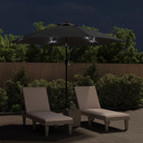 Garden Parasol with LED Lights and Steel Pole 300 cm Black - Side View