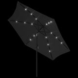 Garden Parasol with LED Lights and Steel Pole 300 cm Black