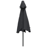 Garden Parasol with LED Lights and Steel Pole 300 cm Black - Rear View