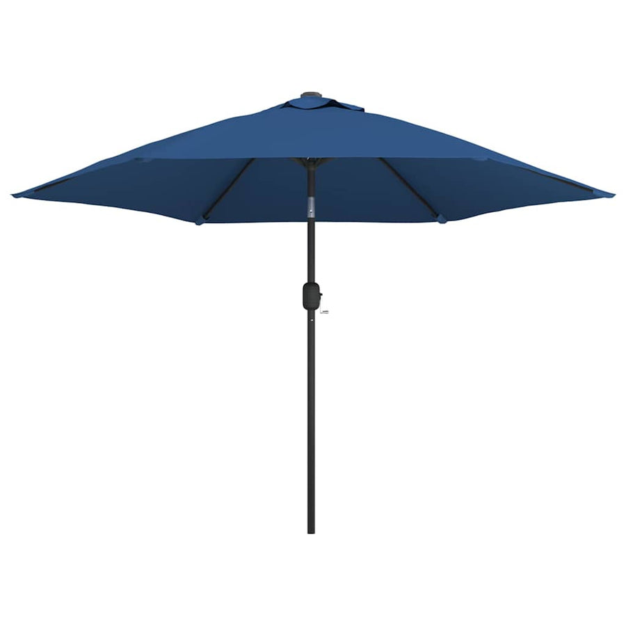 Garden Parasol with LED Lights and Steel Pole 300 cm Azure