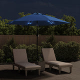 Garden Parasol with LED Lights and Steel Pole 300 cm Azure - Side View
