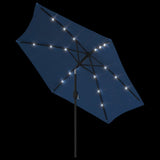 Garden Parasol with LED Lights and Steel Pole 300 cm Azure - 45-Degree Angle