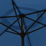 Garden Parasol with LED Lights and Steel Pole 300 cm Azure - Close-Up Angle