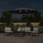 Cantilever Garden Parasol with LED Lights&Pole 300 cm Black