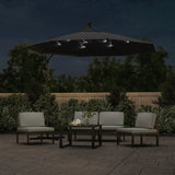 Cantilever Garden Parasol with LED Lights and Steel Pole 300 cm Black - Side View