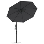 Cantilever Garden Parasol with LED Lights&Pole 300 cm Black