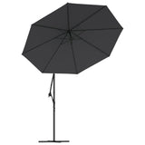 Cantilever Garden Parasol with LED Lights and Steel Pole 300 cm Black - 45-Degree Angle