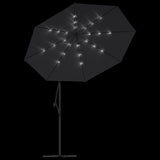 Cantilever Garden Parasol with LED Lights and Steel Pole 300 cm Black - Rear View
