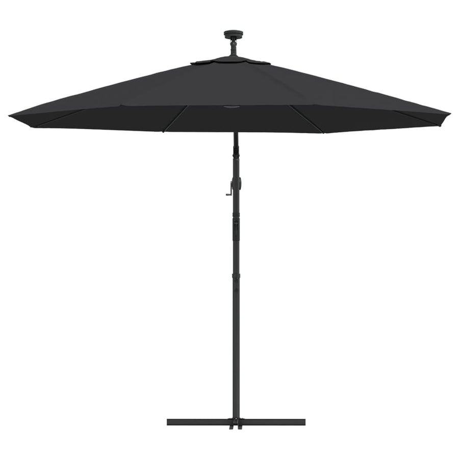 Cantilever Garden Parasol with LED Lights&Pole 300 cm Black
