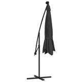 Cantilever Garden Parasol with LED Lights and Steel Pole 300 cm Black - Low Angle
