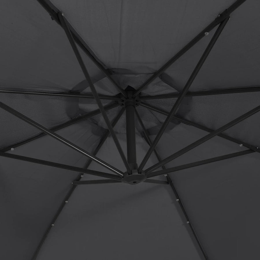 Cantilever Garden Parasol with LED Lights&Pole 300 cm Black