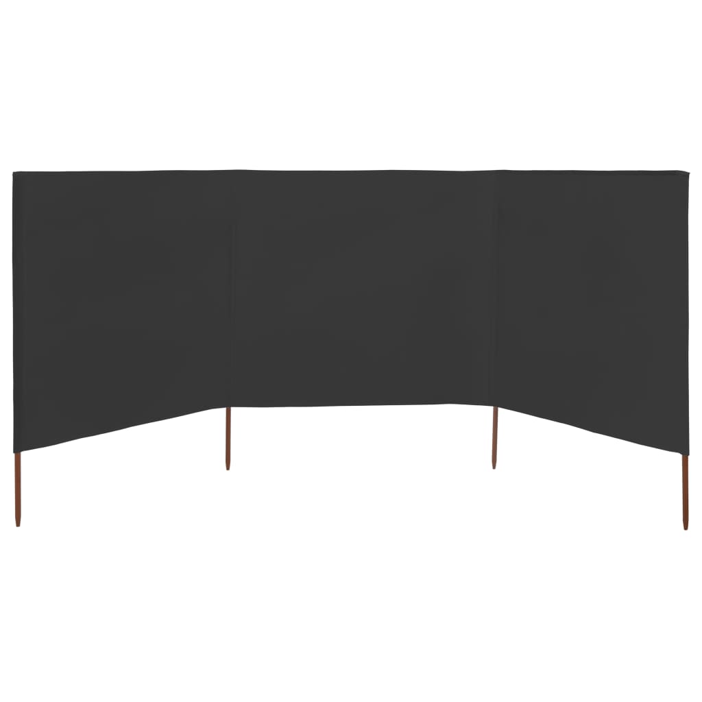 3-panel Wind Screen Fabric 400x80 cm Anthracite