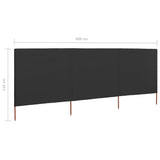3-panel Wind Screen Fabric 400x80 cm Anthracite - Rear View