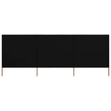 3-panel Wind Screen Fabric 400x120 cm Black