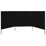 3-panel Wind Screen Fabric 400x120 cm Black
