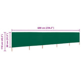 5-panel Wind Screen Fabric 600x80 cm Green