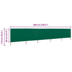 5-panel Wind Screen Fabric 600x80 cm Green