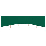 5-panel Wind Screen Fabric 600x120 cm Green - Side View