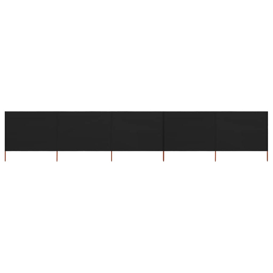 5-panel Wind Screen Fabric 600x120 cm Black