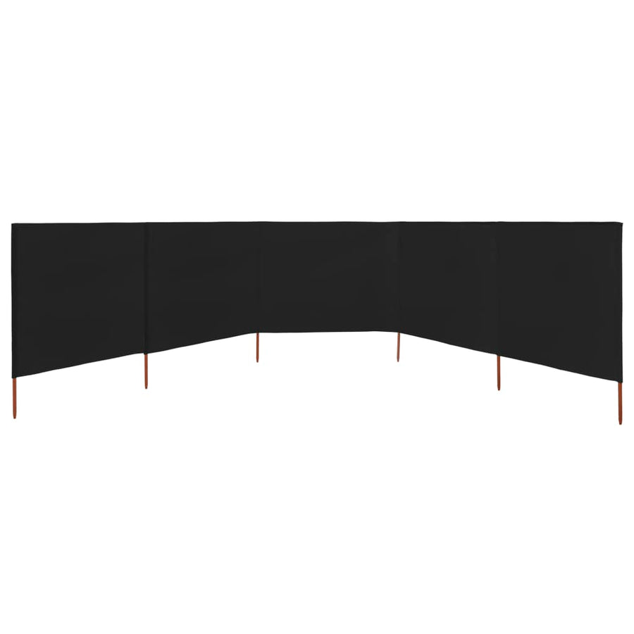 5-panel Wind Screen Fabric 600x120 cm Black