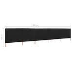 5-panel Wind Screen Fabric 600x120 cm Black