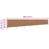 6-panel Wind Screen Fabric 800x120 cm Taupe
