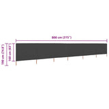 6-panel Wind Screen Fabric 800x160 cm Anthracite - Rear View