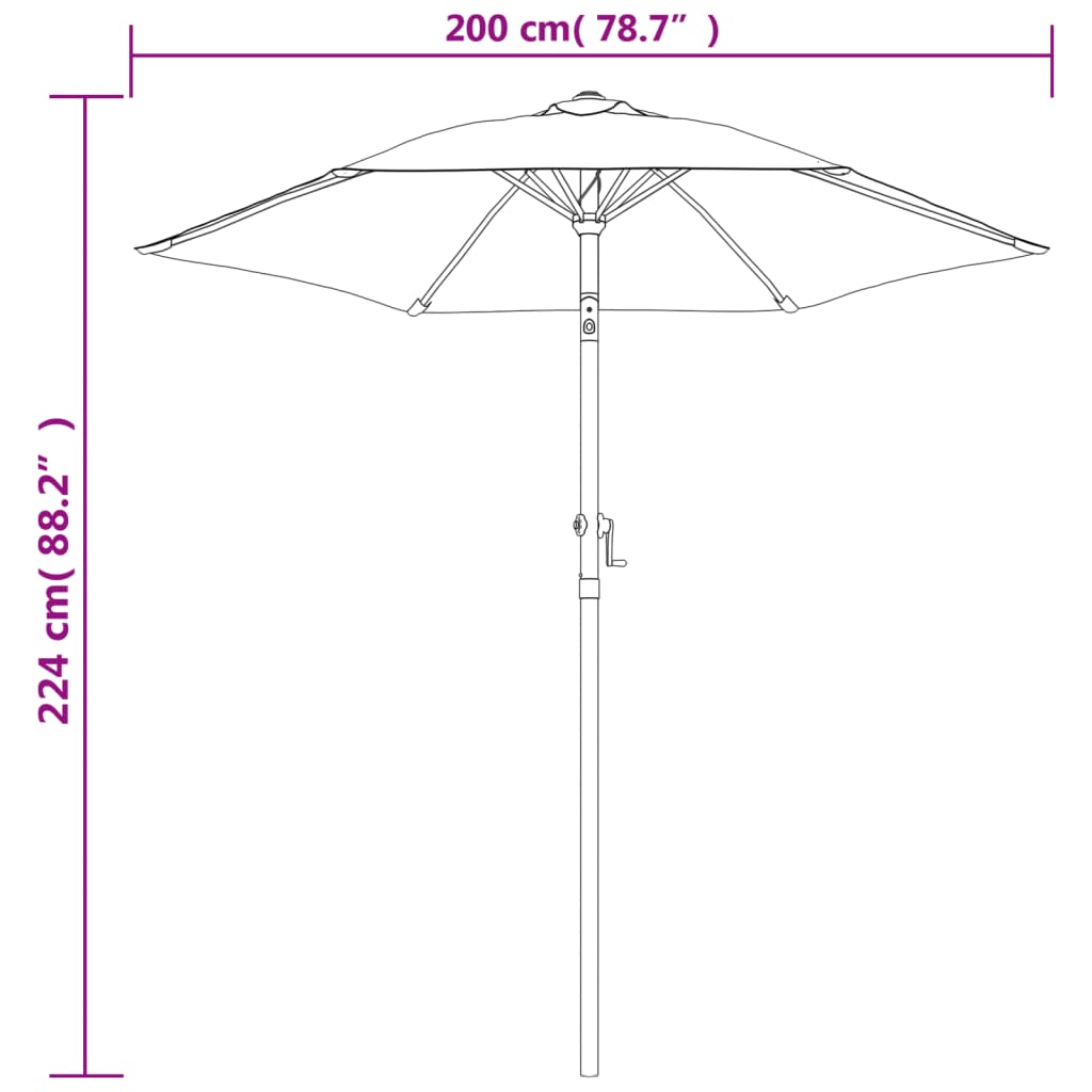 Garden Parasol Anthracite 200x224 cm Aluminium