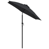 Garden Parasol Black 200x224 cm Aluminium - Side View