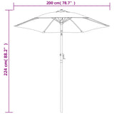 Garden Parasol Black 200x224 cm Aluminium