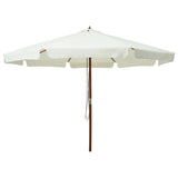 Garden Parasol with Wooden Pole 330 cm Sand White