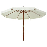 Garden Parasol with Wooden Pole 330 cm Sand White