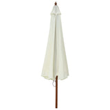 Garden Parasol with Wooden Pole 330 cm Sand White - Side View
