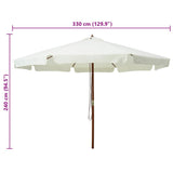 Garden Parasol with Wooden Pole 330 cm Sand White - 45-Degree Angle