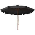 Garden Parasol with Wooden Pole 330 cm Anthracite